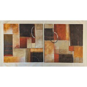 Michael Brey Grande Harmony I & II 17"x17" Canvas Art Beige, Tan, Brown, Orange